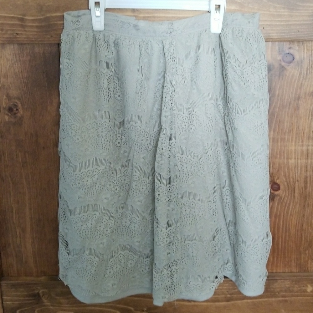 Medium gray lace skirt with silk lining