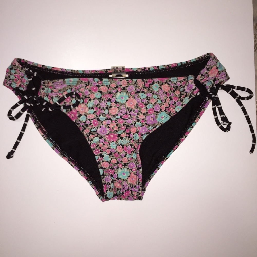 Roxy black floral bikini bottom