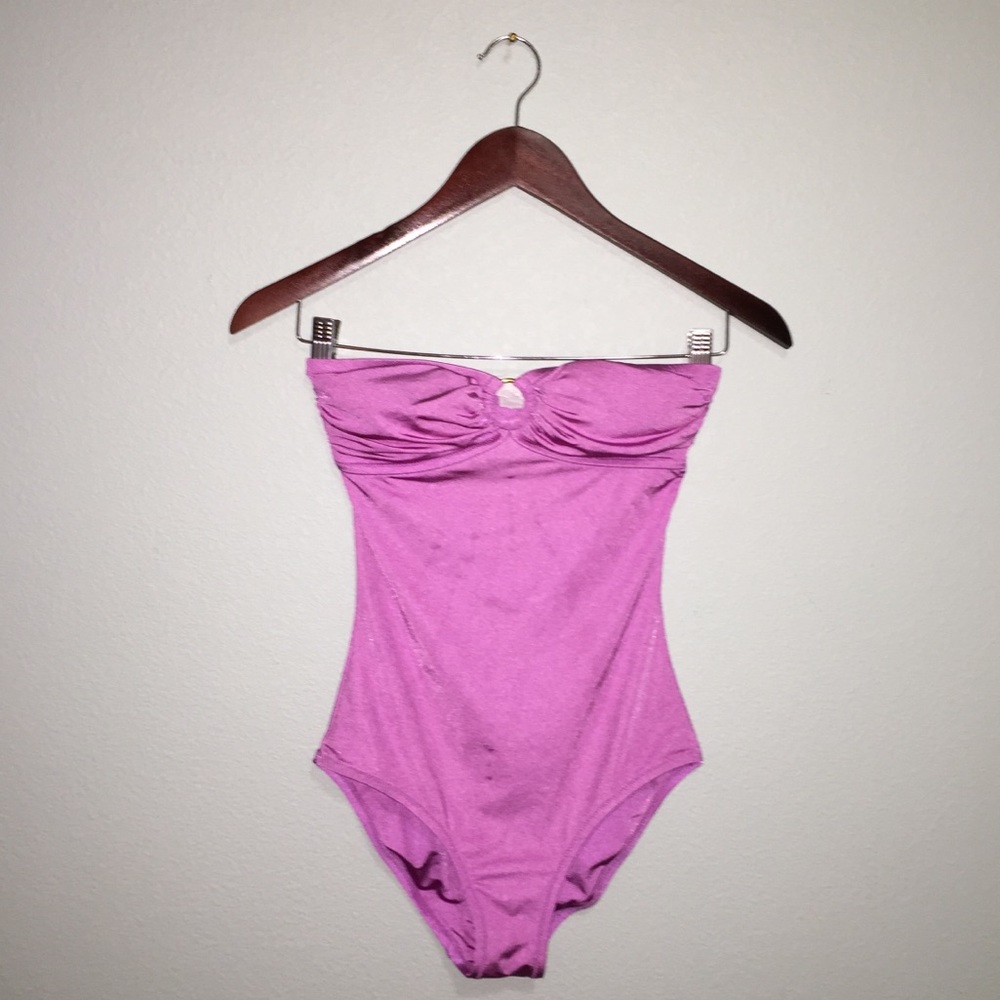 J. Crew lilac strapless one piece swimsuit