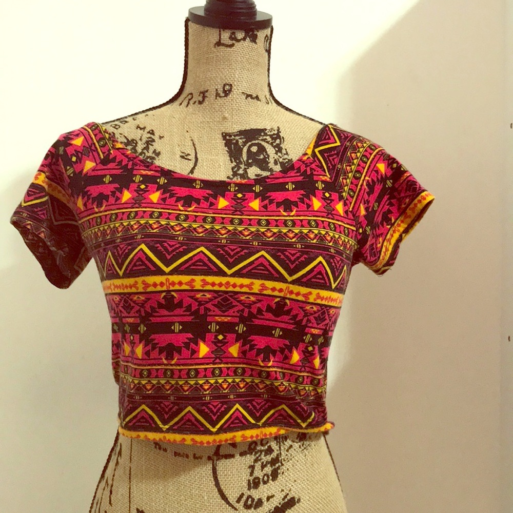 multi colored Aztec crop top