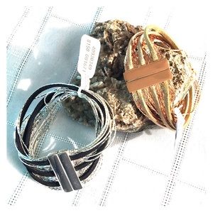 Free People Leather Metallurgy Magnetic Bracelet