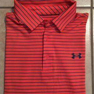 New Men's UA Striped Golf Polo