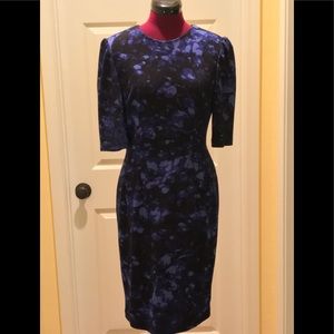 Betsy Johnson blue/black flowered Midi Dress