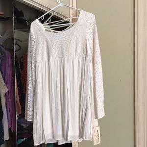 Cream flowy mini dress