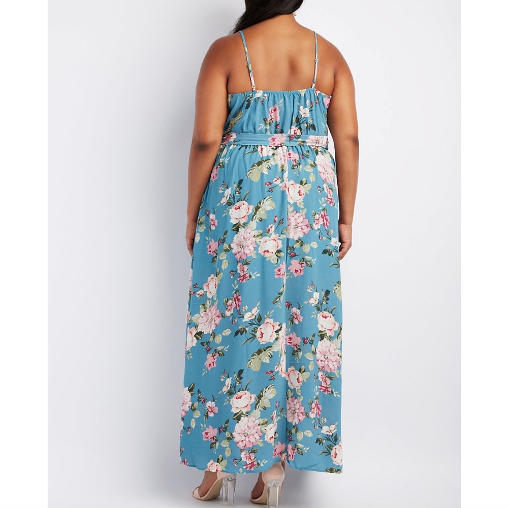Plus Size Blue Floral High Low Maxi Dress 2X NWT - Picture 2 of 2