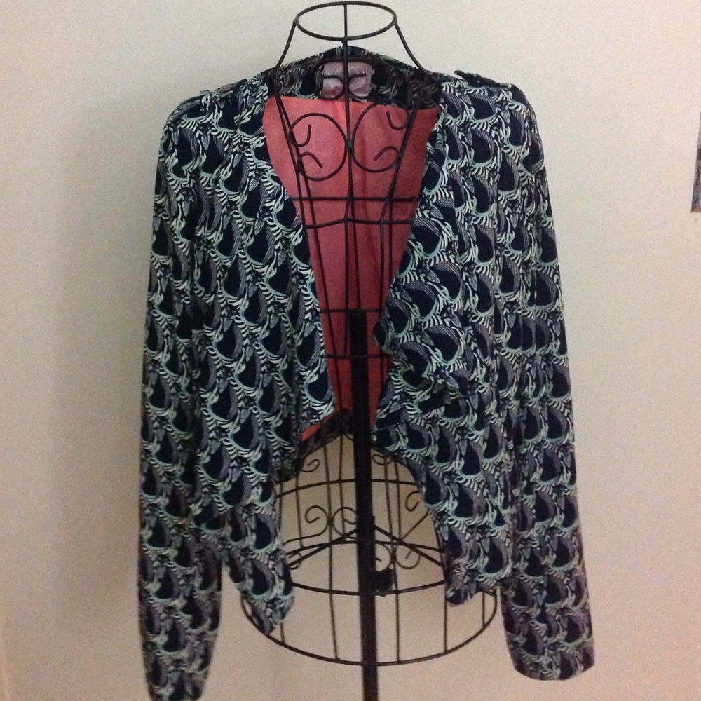 Romeo & Juliet Couture Navy Cat Embroidered Blazer