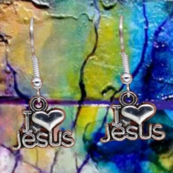 I Love Jesus Heart Simple Style Lady Earrings - Picture 3 of 4