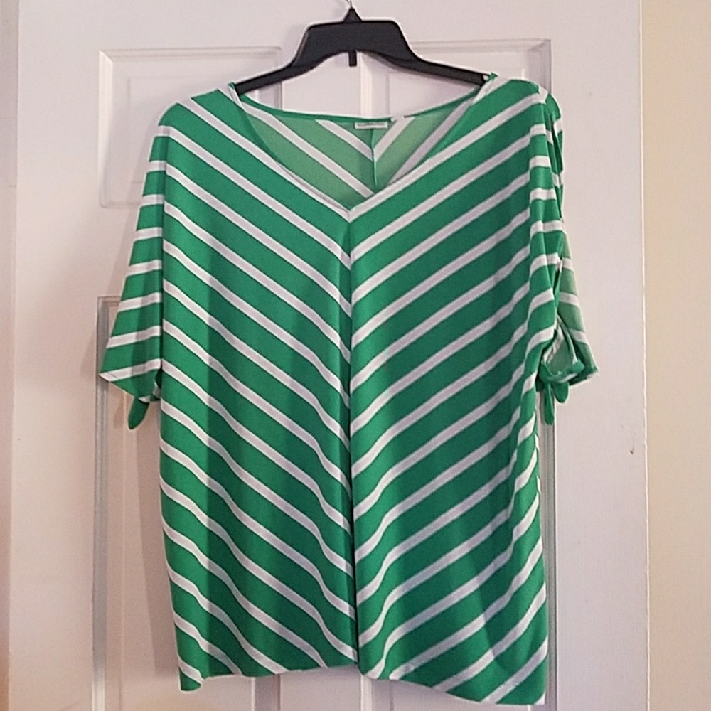 Cold shoulder striped top