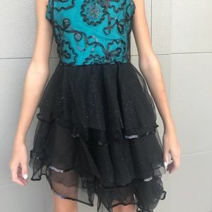 Blue and black ballet costume