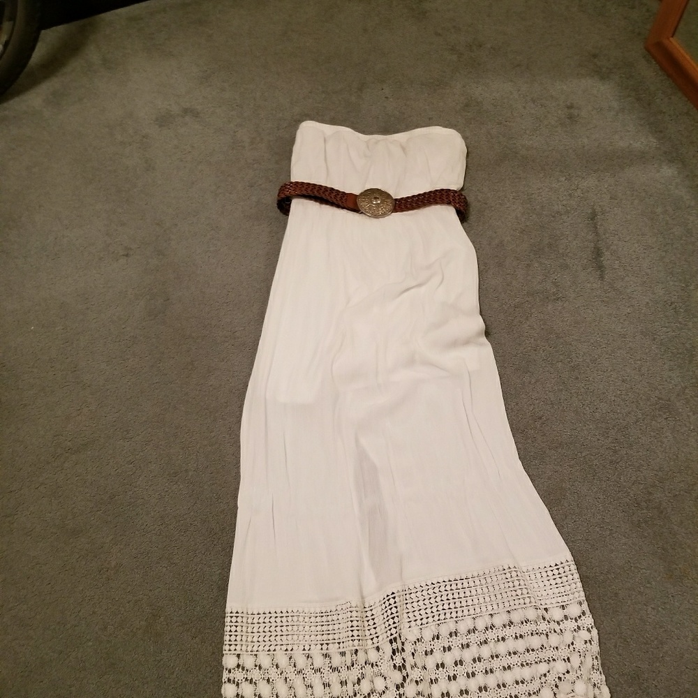 Stunning long white dress.