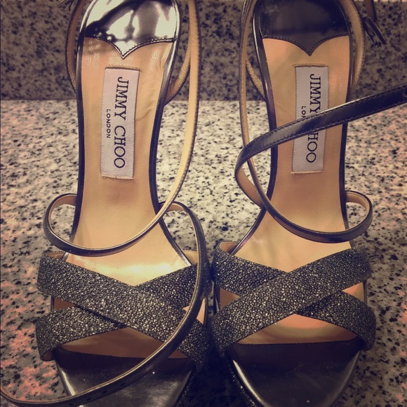 Jimmy Choo Crown Glitter Fabric Champagne Platform 38 / 7.5  Jimmy Choo  glitter platform with dust bag