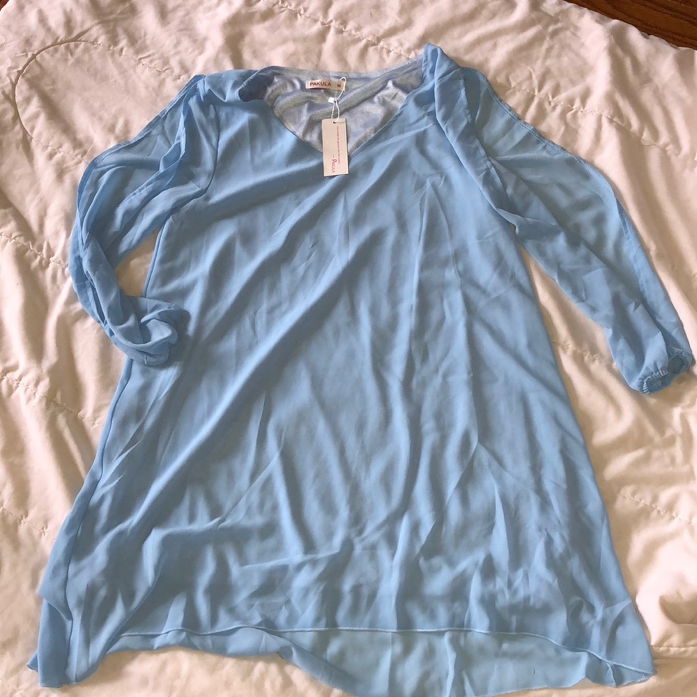 Baby blue cold shoulder dress/blouse