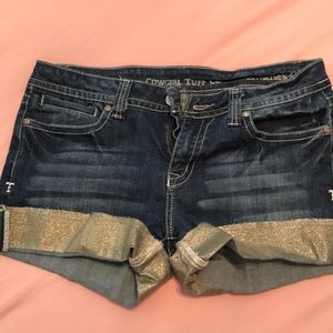 Gold Shimmer jean shorts