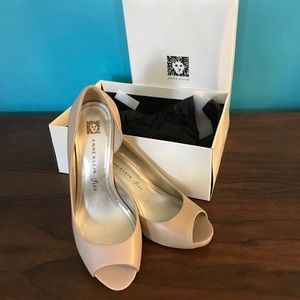 Anne Klein Nude Peep Toe Pumps!