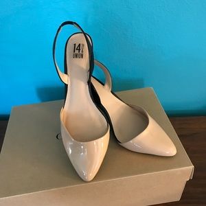 Nude/Black Kitten Heeled Slingback