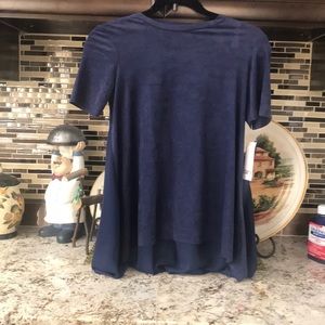 Bar III NAVY BLUE SUEDE BLOUSE