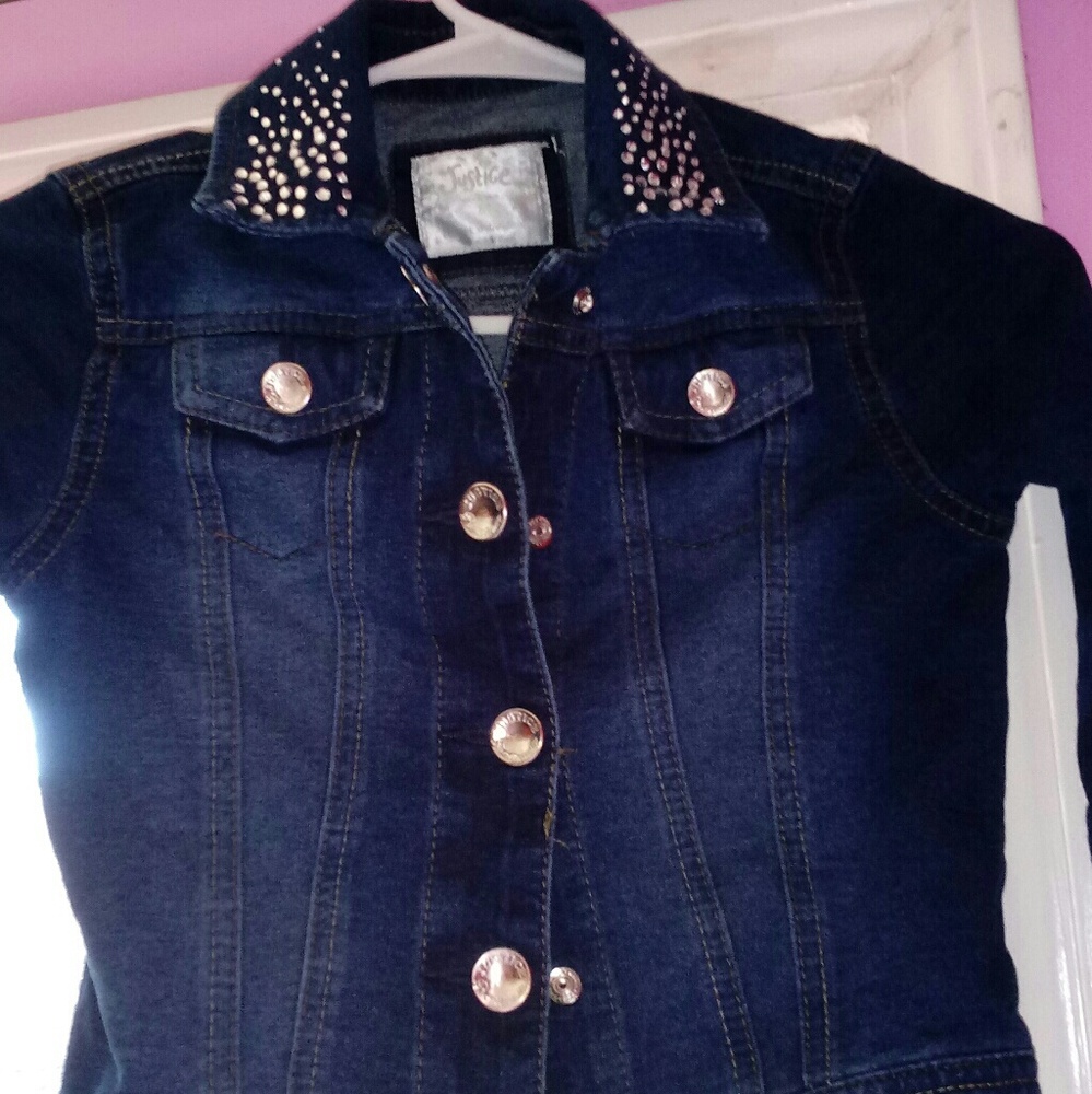 Justice solid blue jean jacket
