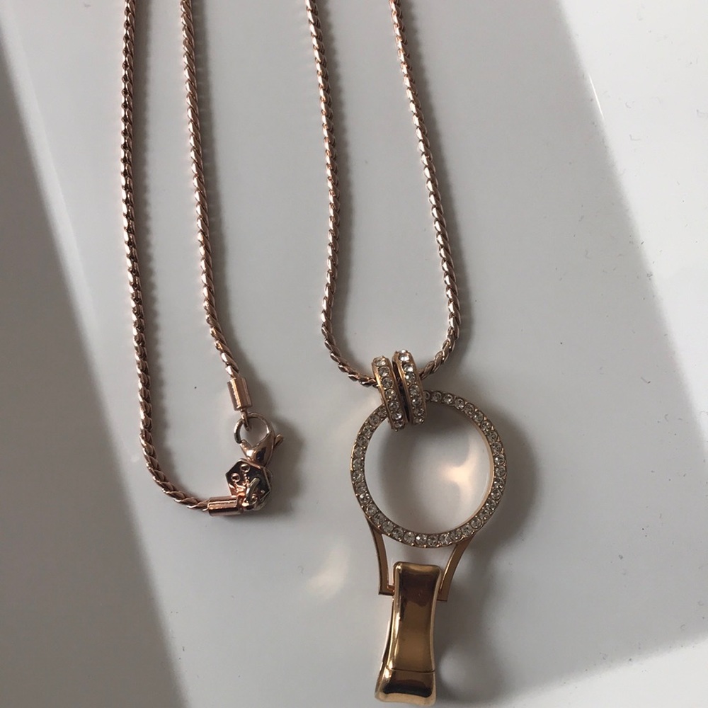 Origami Owl lanyard clip and chain rose gold