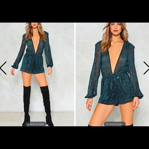 Nasty Gal Other - Navy blue sparkle romper