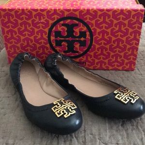 TORY BURCH MELINDA BALLET NAVY/GOLD