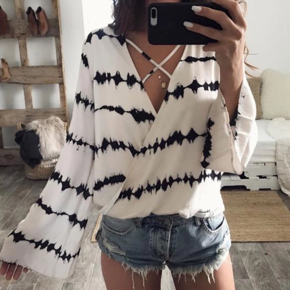 Plunging deep V Crisscross Tops - Picture 2 of 5