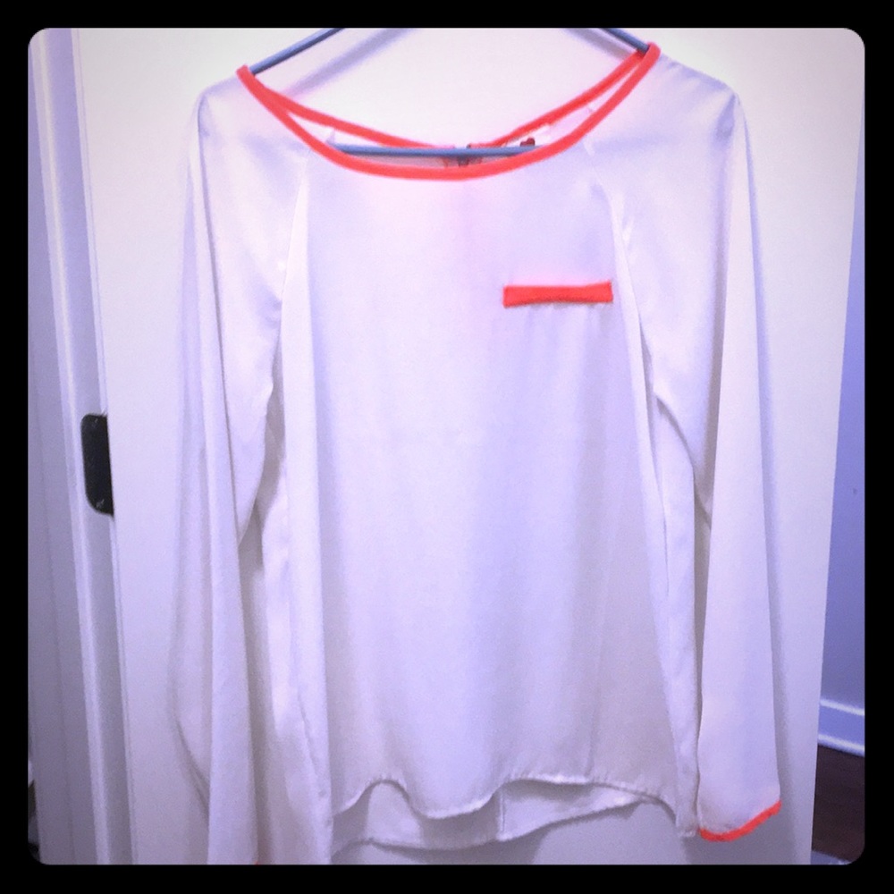 White and bright orange shirt