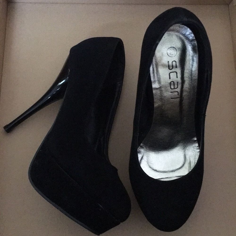 Black Suede High Heels with platforms, brand new