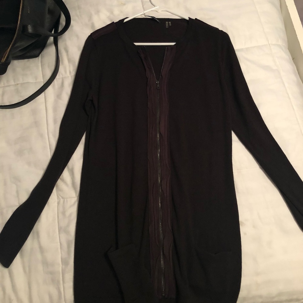 Brown Zipper Elie Tahari Cardigan size M