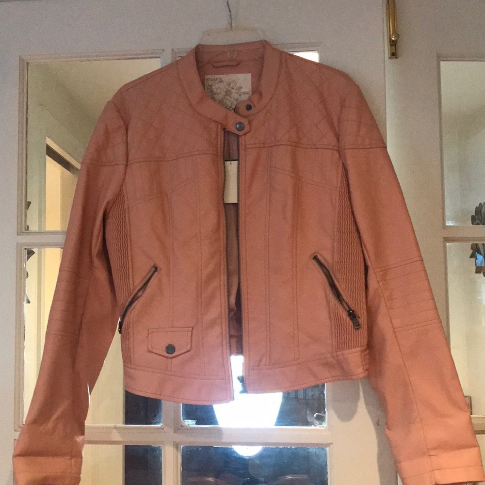 Pink faux leather jacket