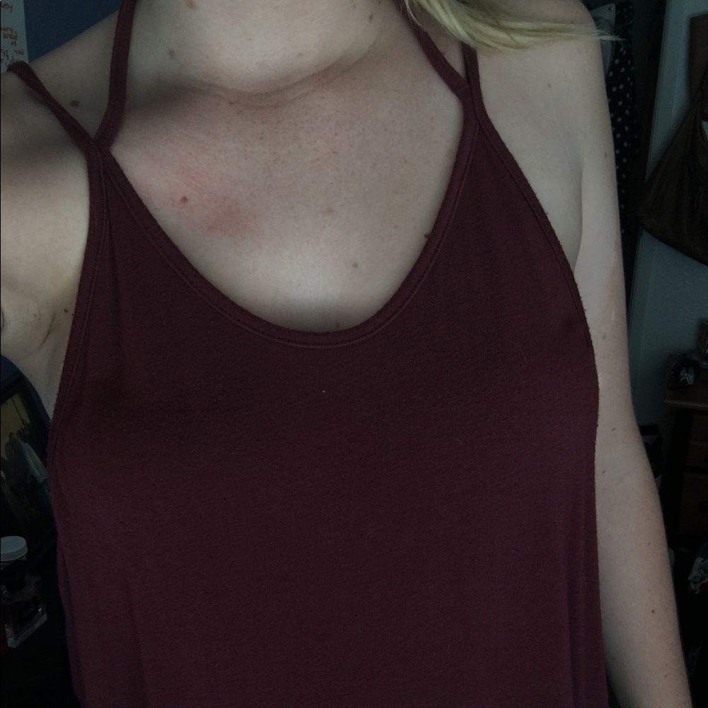 Brandy Melville loose maroon crop top.