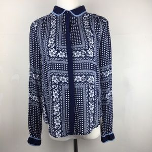 Anthropologie Maeve Button Down Collar Blouse Blue