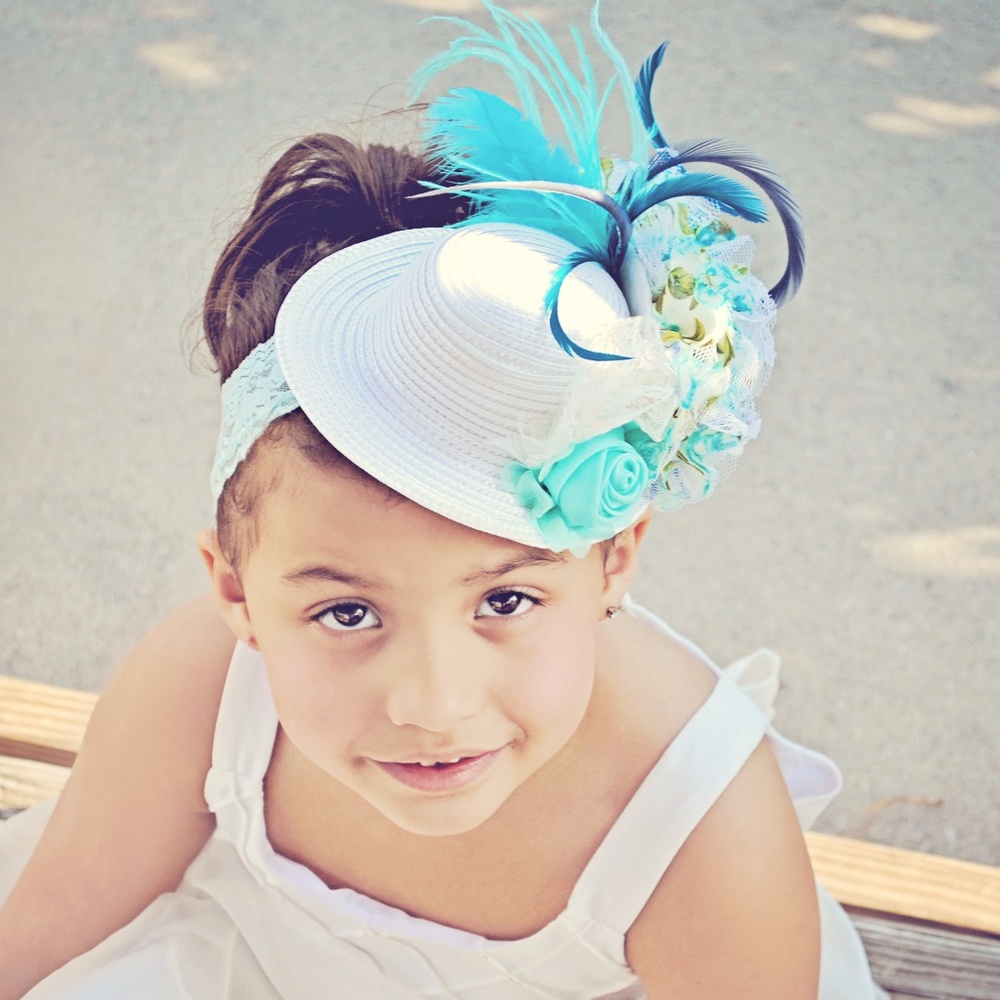 Mini Hat Feather Chiffon Flower Lace Headband