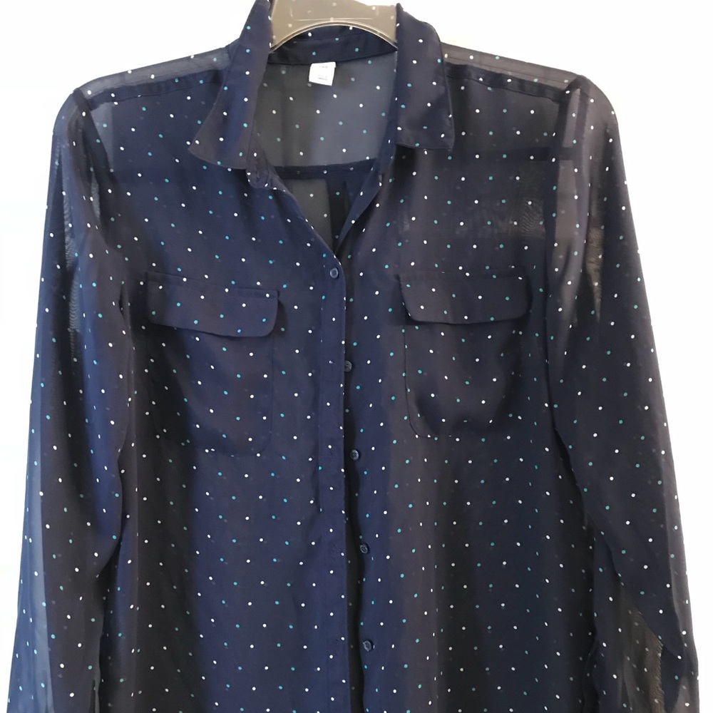 Old navy sheer navy polka dot