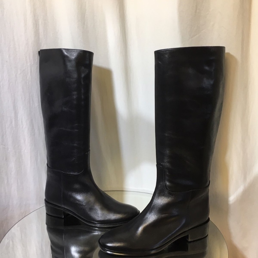 MaxMara Knee-Black leather Pullon High Boots