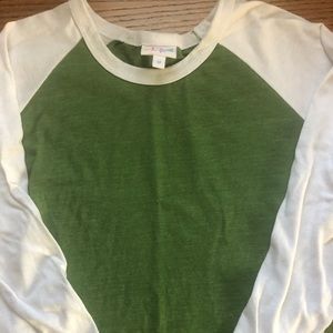 Green and white Lularoe Randy t-shirt