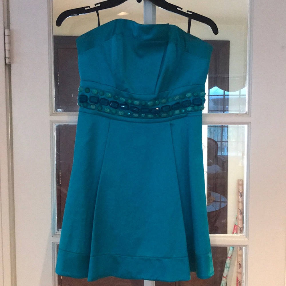 Turquoise beaded Bebe dress