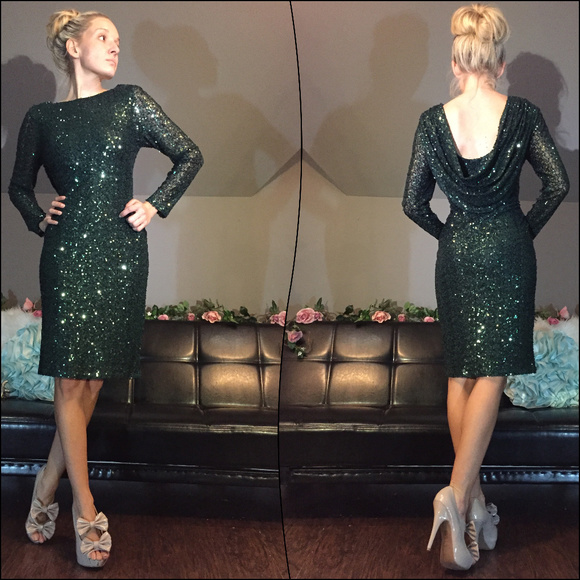 draped back cocktail dress