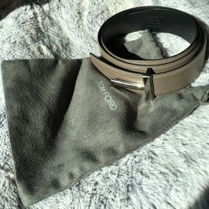 TOM FORD T-Buckle Reversible Leather Belt Size 38
