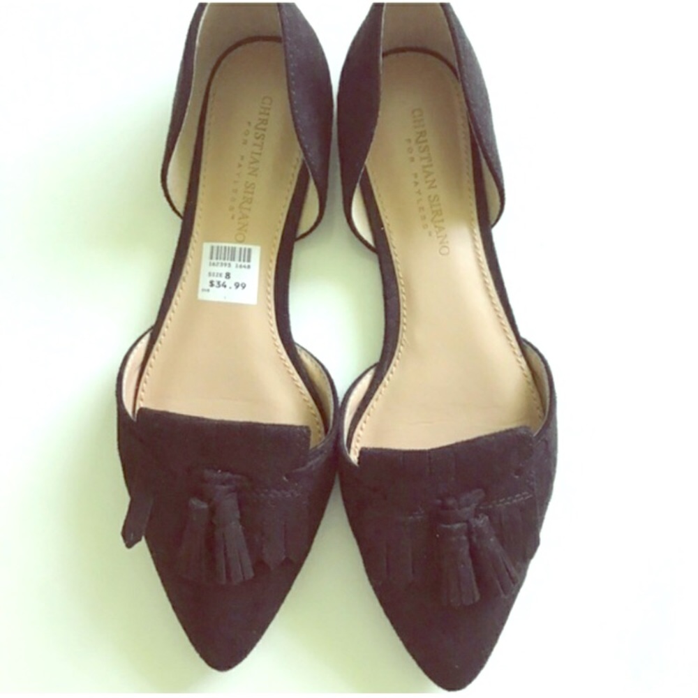 Christian Siriano 9 1/2 Black Flats with Fringe