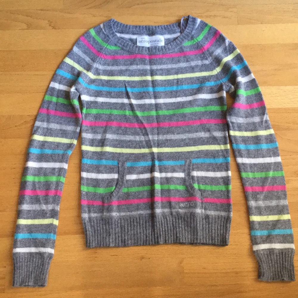 Aeropostale Sweater-Grey and Rainbow
