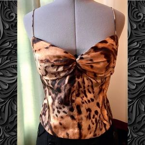 Carmen Marc Valvo silk leopard print top size 6