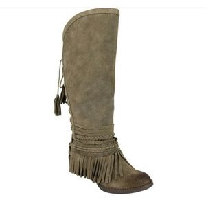 New Naughty monkey zarape leather boots taupe 9