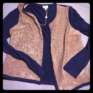 Navy and gold sequin cardigan