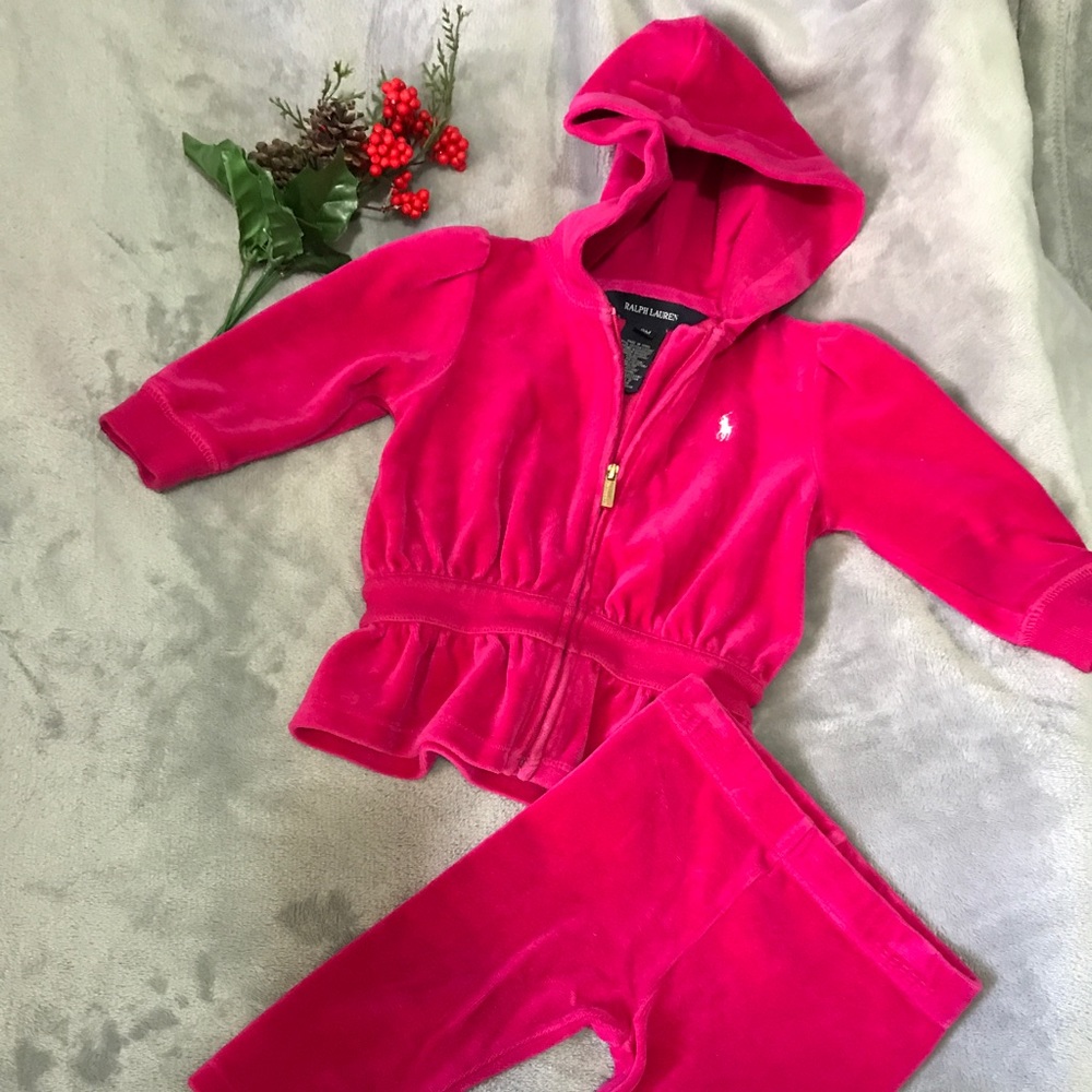 RALPH LAUREN VELVET HOODIE/PANTS SET