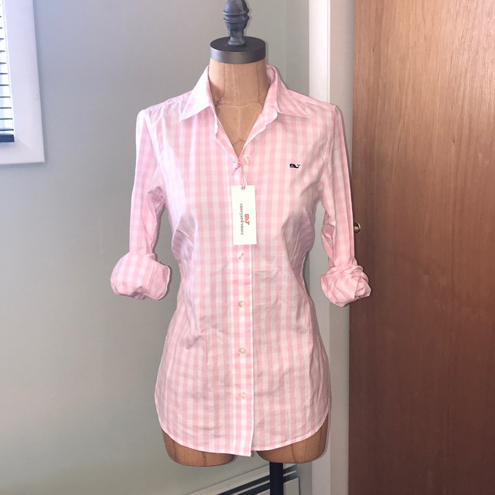 Pink/white Vineyard Vines Gingham Shirt 00