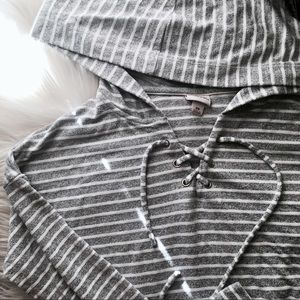brand new grey and white striped hoodie