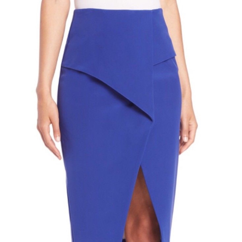 Nicholas-Blue Tech Bonded Fold-back Silk Skirt
