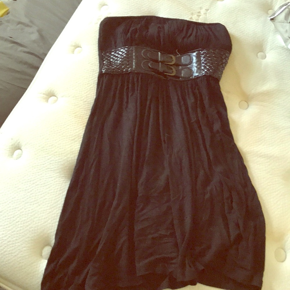 black strapless dress