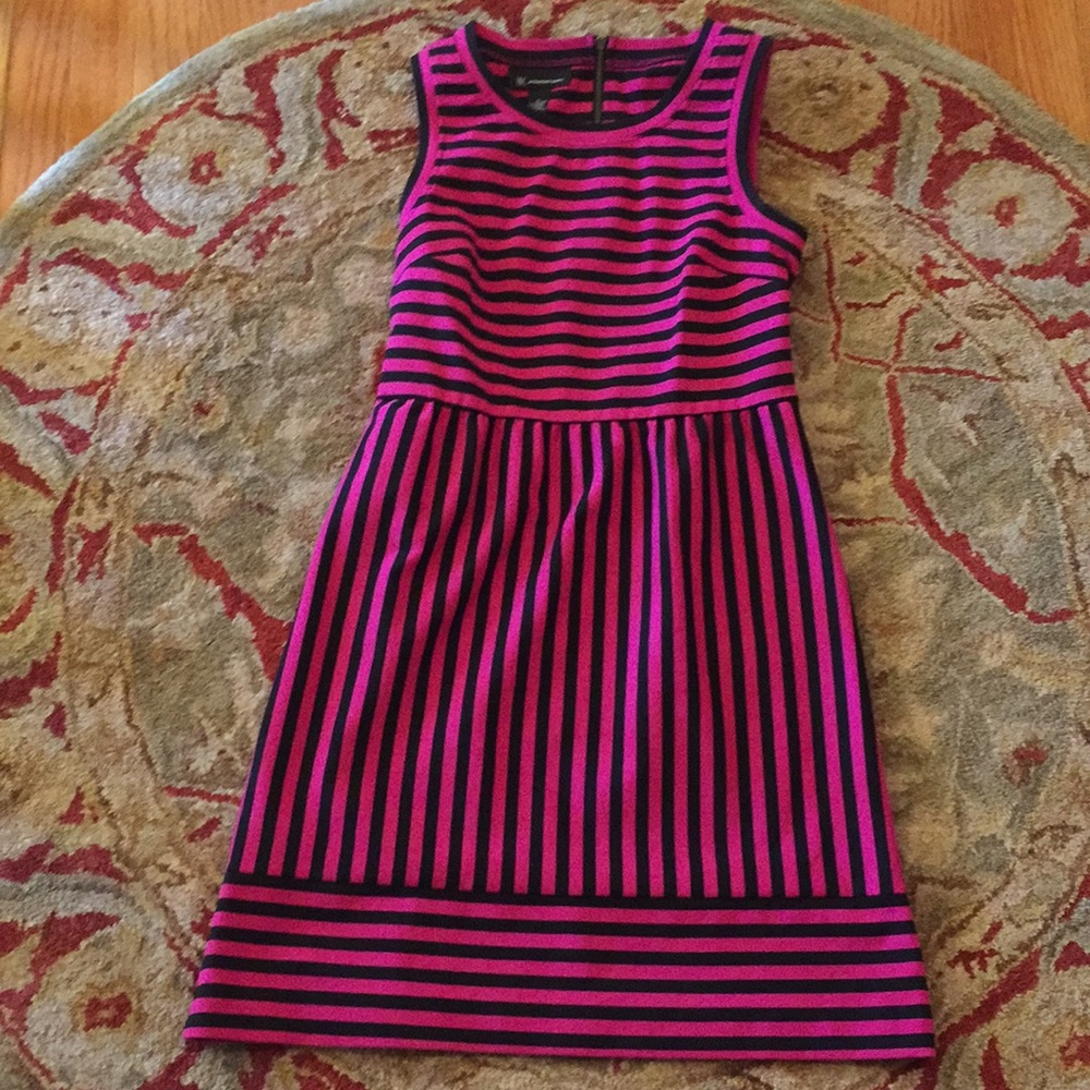 INC pink and black striped dress size small