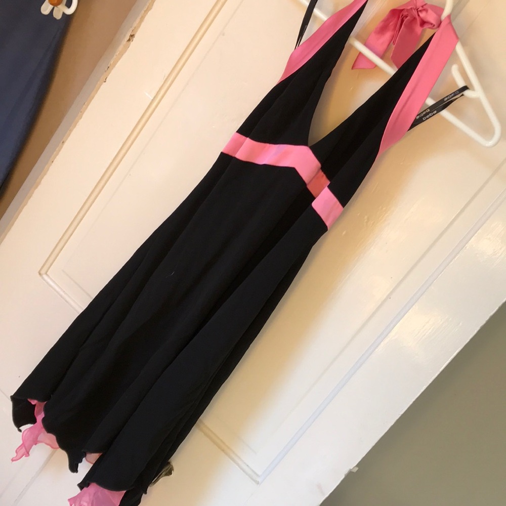 Black and pink halter dress